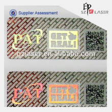 Etiqueta adhesiva del sello de seguridad del holograma con la impresión del código del qr